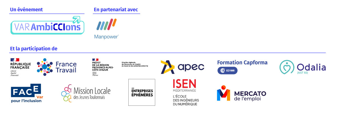 Bandeau avec les logos des partenaires du salon Défi RH