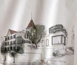 Croquis du Chateau Pimo à Draguignan en cours de rénovation
