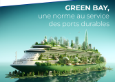 Un navire écologique et responsable de l'environnement, avec des arbres et une ville verte dessus.